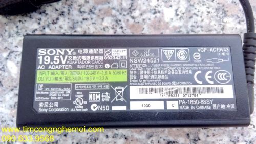 Sạc zin laptop SONY 19.5v 3.3A đầu kim 6mm